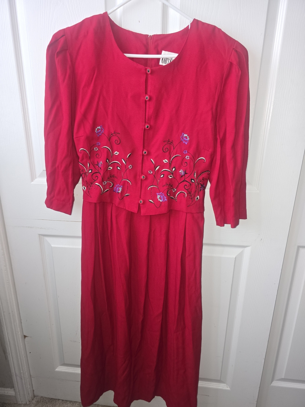 Women's Red Embroidered Two-Piece Dress Set